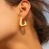 Stud Earrings Uworld Geometric 18K Gold Plated Earring Stainless Steel Chunky Hoop For Women Trendy Jewelry Femme Gift