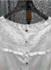 Women's Blouses Cotton Tops 2023 Autumn Fashion Crop Ladies Sexy Tull Lace Embroidery Patchwork Long Sleeve Casual White Blouse