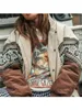 Kvinnors ull blandar kvinnor vintage bomullsjackor rockar höst mode kläder tryck outkläder lös topp bohemisk långärmad kvinnlig elegant streetwear 231021