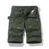 Shorts masculinos verão homens carga algodão casual calças jogger bordado padrão roupas sem cinto