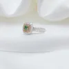 Cluster Rings YM2023 Green Diamonds Solid 18K Gold Female's 0.40ct Jewelry Wedding Engagement For Women