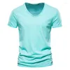 Męskie koszule chłopcy kolorowe letnie tshirt ponadwymiarowe męskie bawełniane krótkie rękaw V TOP TOPE Zielona zielona t-shirt plus rozmiar xxxl koszulka koszulka