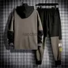 Herrspårar Menskläder 2 -stycken Set Men Winter Autumn Tracksuit Men JOGGING SUT MANALT KLÄNNING Patchwork Hoodie och Jogger Set J231023