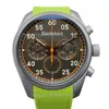 MENS Titta på Racing Style Sports Green Rubber Band Quartz Movement Chronograph Clock 45mm armbandsur