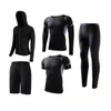 Set da corsa 5 pezzi / set tute sportive a compressione calzamaglia da basket ad asciugatura rapida da uomo palestra fitness abbigliamento sportivo da jogging vestiti da allenamento