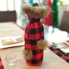Juldekorationer Merry Wine Bottle Cover Party Ornament Decor for Home Dinner Year Gift Mini Coat Lattice Bag