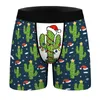 Underpants Men's Christmas Holiday Boxer Briefs 3D Funny Cactus Print Novelty Xmas Boxers Shorts Humorous Underwear Sexy Panties