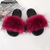 Fluffy House Sandals Waccoon Slides Summer Pelry Women Schuhe weibliche Außen im Freien Fox Fox Fell Purpers T231023 951