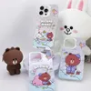 Linha genuína amigos urso marrom protetor de telefone menina princesa super bonito caso dos desenhos animados 15promax