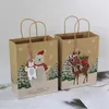 Small Christmas Treat Bags 24pcs Paper with Handles Faux Kraft Different Patterns Bag 220923