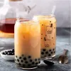 US CA STOCK 16OZ Sublimation Glass Beer Mugs with Bamboo Lid Straw Tumblers DIY Blanks Frosted Clear Can Cups Heat Transfer Cocktail Cups Tumbler 1023