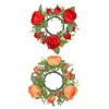 Bougeoirs 2 pièces couronne de roses artificielles, décoration de fête de mariage, fleurs, anneaux floraux, piliers, centre de table d'hiver