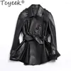 Kvinnors läder äkta jacka Kvinnor Spring Autumn 2023 Black Sheepskin Coat Jackets Korean Fashion Chaquetas GXY51