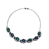 Dark Night Elf Antique Reflow Medieval Wave Pattern Blue Green Zircon Twisted Necklace Collar Chain