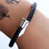 New Stainless Steel Nail Shape Bracelet Leather Rope Braided Male Female Punk Wholesale