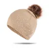 Baby borr stickad pompon hattar 6 färgdesign flickor beanie vridning höst vinter småbarn barn hattar soild pompon varma hattar db481