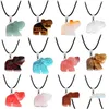 Pendant Necklaces Natural Stone Hand Carved Elephant Pendant Crystal Agate Animal Jade Small Necklace Jewelry Necklaces Pendants Dhbgh