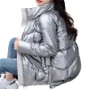 Simples casual casaco outono inverno feminino casaco de manga longa alta baixa bainha inverno feminino gola puffer