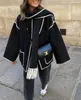 Femmes laine mélanges élégant manteau ample avec écharpe mode à manches longues poche simple boutonnage femme manteaux automne hiver dame veste 231023