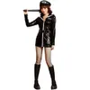 Costume di Halloween Donna Designer Costume Cosplay Poliziotta in vernice nera Uniforme da gioco di ruolo Uniforme da festa per cosplay di Halloween Abbigliamento professionale