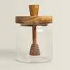 Set di stoviglie Barattolo di vetro per miele Terrario Pentola per sciroppo Coperchio piccolo Dispenser in legno trasparente Contenitore da cucina