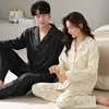 Men's Sleepwear High Quality Men Pajamas Suit Longsleeved Cotton Couple Loungewear Set Soft Warm Autumn Winter Women Pyjamas Outdoor 231020