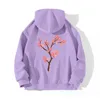 Women's Hoodies Back Floral Print With Drawstring Hooded Pocket Sweater