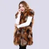 Autumn Winter Women Genuine Real Fox Fur Vest Fashion Soft Warm Casual Jacket Lady Long Style Gilet Outerwear Custom Any