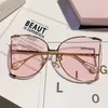 Vintage übergroße Metall hohl hohl Sonnenbrille Frauen Marke Designer Sonnenbrillen Mode Luxus Perlen Sonnenbrillen Weibliche Farbschatten