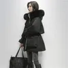 Trenchs de femmes manteaux 2023 mode long manteau de laine doublure à capuche parkas mince col de fourrure veste chaude vêtements de neige hauts rembourrés s-xl hiver