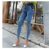Jeans pour femmes Plus Taille XS-5XL Femmes Printemps Eté Automne Mode Casual Lace Up Taille Haute Élastique Skinny Slim Crayon Long Denim Pantalon