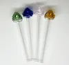 Colorful Glass Hand Pipes Clear Tube Colored Strawberry Bowl Glass Oil Burners Hand Pipes Smoking Pipes 14cm