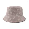 Berets Embroidery Flowers Flat Top Foldable Shade Fisherman'S Hat Sun Protection Korean Version Summer Women Basin Cap