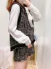 Women's Sweaters 2023 Early Autumn Winter V-neck Tweed Fringed Women Sleeveless Pullover Vest / Shorts