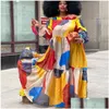 Ethnic Clothing Robe Africain femme luźna seksowna cyfrowa sukienka drukarska kobiety plus size kaftan mujer vestido maxi nigeryjskie upuszczenie dhtdp