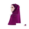 Accessori per capelli 2 pezzi Donne musulmane Foulard Scialle Sciarpa Hijab Copricapo Amira Islamico Fl Er Cappello da preghiera Arabo Worshipe Servic Dhb1F