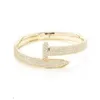 Sterling Silver 18K Gold Plated Nail Bangle Armband för och män Ny hiphop