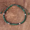 Charm Bracelets Natural 4mm Malachite Beads Dainty Bracelet Gemstone Cord Braided Tibetan Adjustable Friendship Women Jewelry Dropship