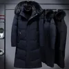 Parkas pour hommes hiver doudoune hommes à capuche col de fourrure mode veste chaude décontractée pour hommes vêtements d'affaires manteau Long au dessus du genou pour hommes 231023