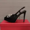 Designer sling stiletto hak jurk schoenen vloge pumps echt leer platform puntige tenen pumps dames feestavond hoge hakken