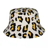 Basker anpassade leopardtryck hink hattar för män kvinnor tryckt senap gul sommarstrand sol fiskare mössa
