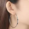 Pendientes de plata de ley 925, aro circular chapado en platino, orejera grande básica básica para mujer, regalo brillante, elegante y personalizado