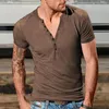 Men's T Shirts 897504629 Men's Summer T-shirt Breathable Buttons Half Placket 3D Cutting Casual Fitness Pullover Men Versatile