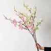 Декоративные цветы, 4 вилки, вишневый цвет, длинная ветка, шелковый искусственный розовый, белый цветок, домашний свадебный декор для сада, Флорес Артификалес