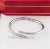 Designer de luxe Titanium Steel Nail Bracelet Bracelet Diamant Vis Manchette Bracelets Femmes Hommes Marque Bijoux Pour Cadeau De Fête De Mariage Top Qualité