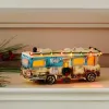 Christmas Decorations Brightly Lit Building Christmas Santa Claus Car House Village Holiday Garage Decoration Griswold Villa Home Desktop Figurines T220929