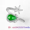 Cluster Rings Burmese Jade Gourd 925 Silver Talismans Women Accessories Jewelry Charms Emerald Stone Amulets Green Jadeite Natural