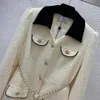 Coat Jackets Long Sleeve Lapel Neck Tweed Black High Quality Button Fashion Womens