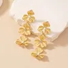 Dangle Earrings Trendy Floral Glass Stone Metal Studs Long For Women Party Gift OL Fashion Jewelry Ear Accessories E398
