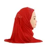 Vêtements ethniques H046a Détail Musulman 2-5 ans Petites filles Couverture complète Hijab Solide Underscarf Islamique HatsTurban Caps Headwrap Bonnet Écharpe